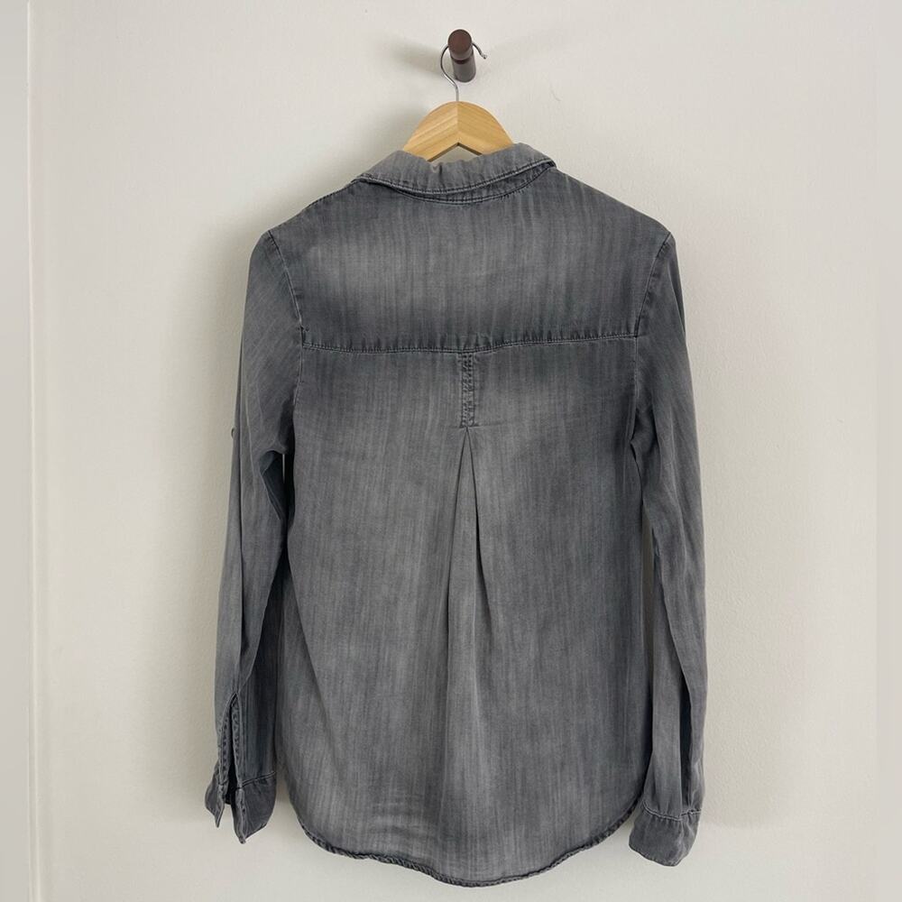 Bella Dahl - Tencel Super Soft Washed Out Gray Long Sleeve Button-Up Shirt - Picture 2 of 6